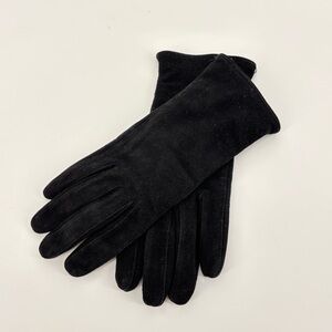 Vintage Black Suede Leather Gloves | 100% Genuine Suede | Wool Lined | Size 7